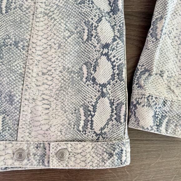 Free People Jacket Python Snake Denim Trucker Festival Gray womens XS - Picture 6 of 13